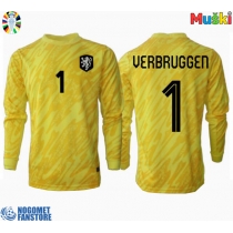 Nizozemska Bart Verbruggen #1 Golmanski Gostujuci Dres EP 2024 Dugi Rukav